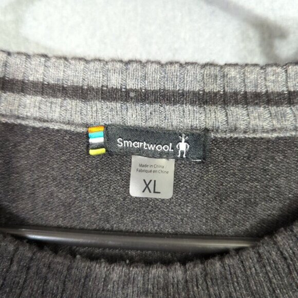 Smartwool Sweater Men's XL Black And Gray Merino Blend Sparwood Colorblock Crew - Picture 8 of 13